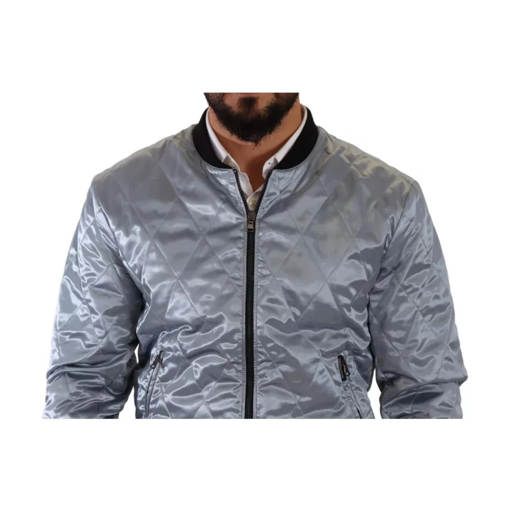 Dolce & Gabbana Blauwe Bomberjack met Logodetails Blue Heren