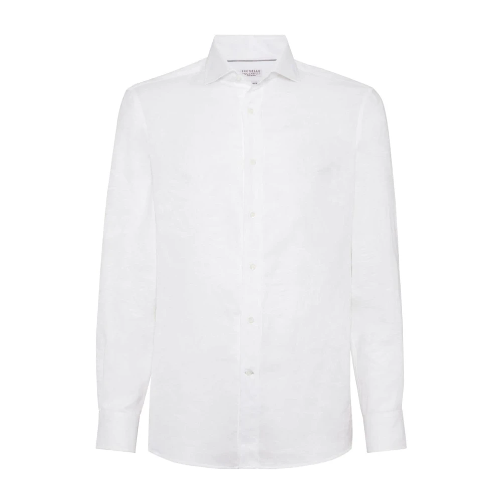 Brunello Cucinelli Vit Bomull-Linneskjorta White, Herr