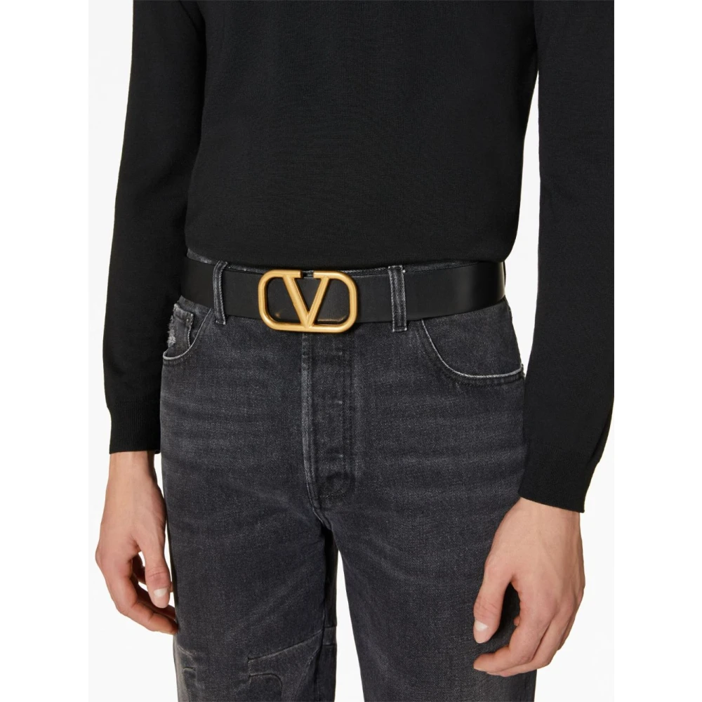 Valentino Garavani Zwart VLogo Signature Riem Antiek Goud Black Heren