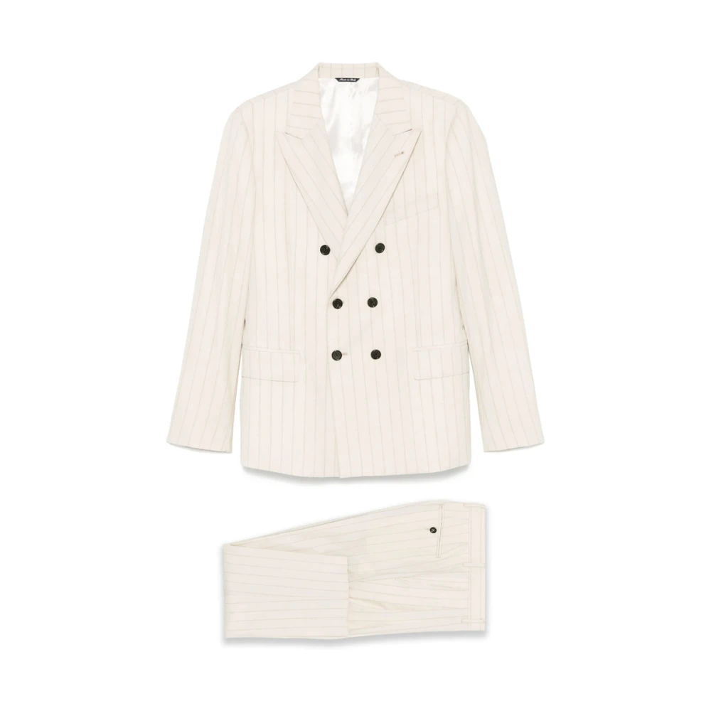 Reveres 1949 Beige Double-Breasted Pak met Achtersplitten Beige Heren