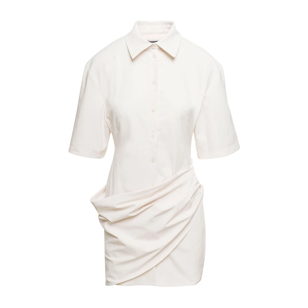 Jacquemus White Shirt Dresses, Female, Xs, Draped Shirt Dress