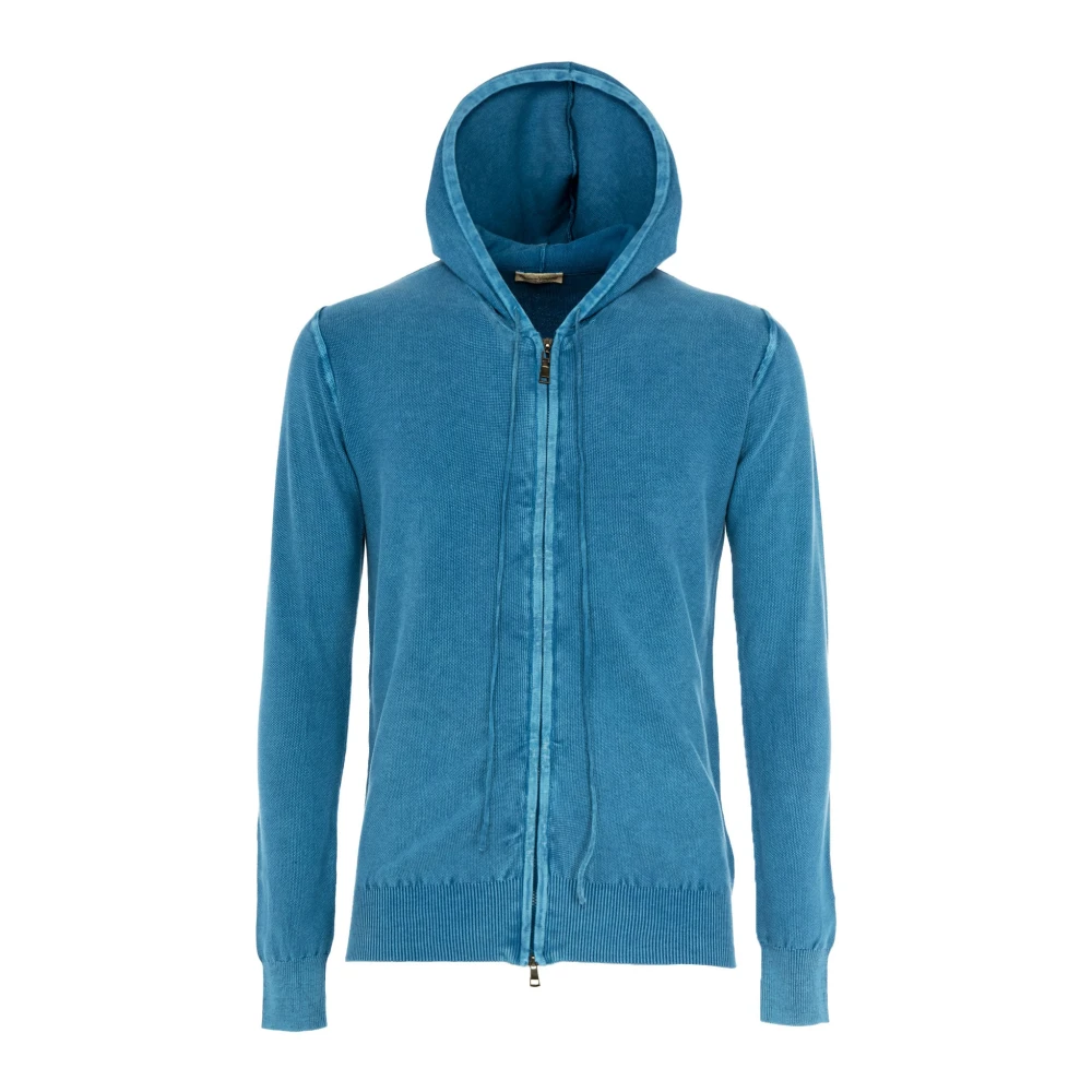 Cashmere Company Blauwe hoodie met rits voor mannen Blue Heren