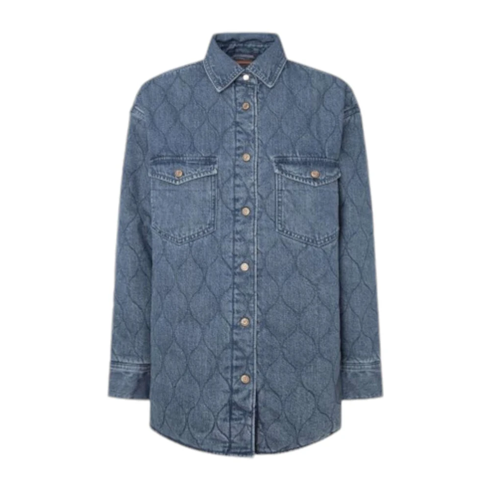Pepe Jeans Denim Overshirt Gewatteerd Dameshemd Blue Dames
