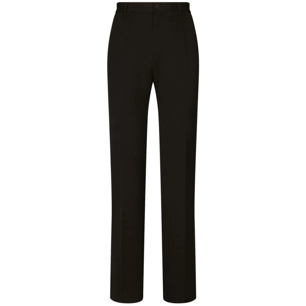 Dolce & Gabbana Zwarte Wollen Broek met Persplooi Black Heren