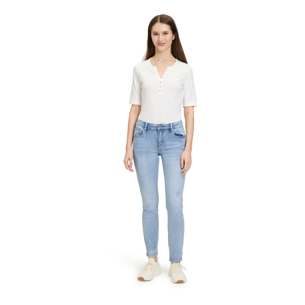 Betty Barclay Geblokt Basic Shirt Blue Dames