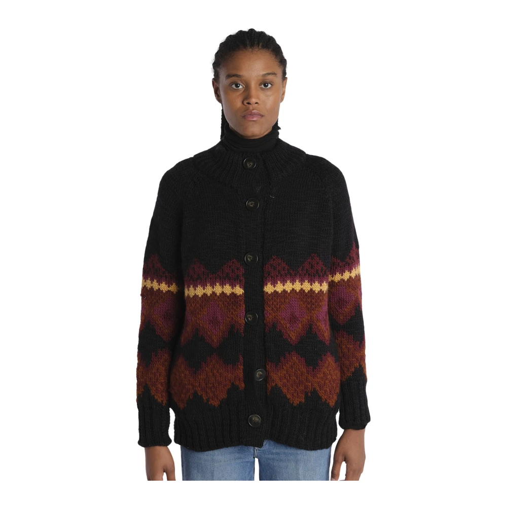 Vanessa Bruno Maxi Cardigan med grekiska mönster Black, Dam