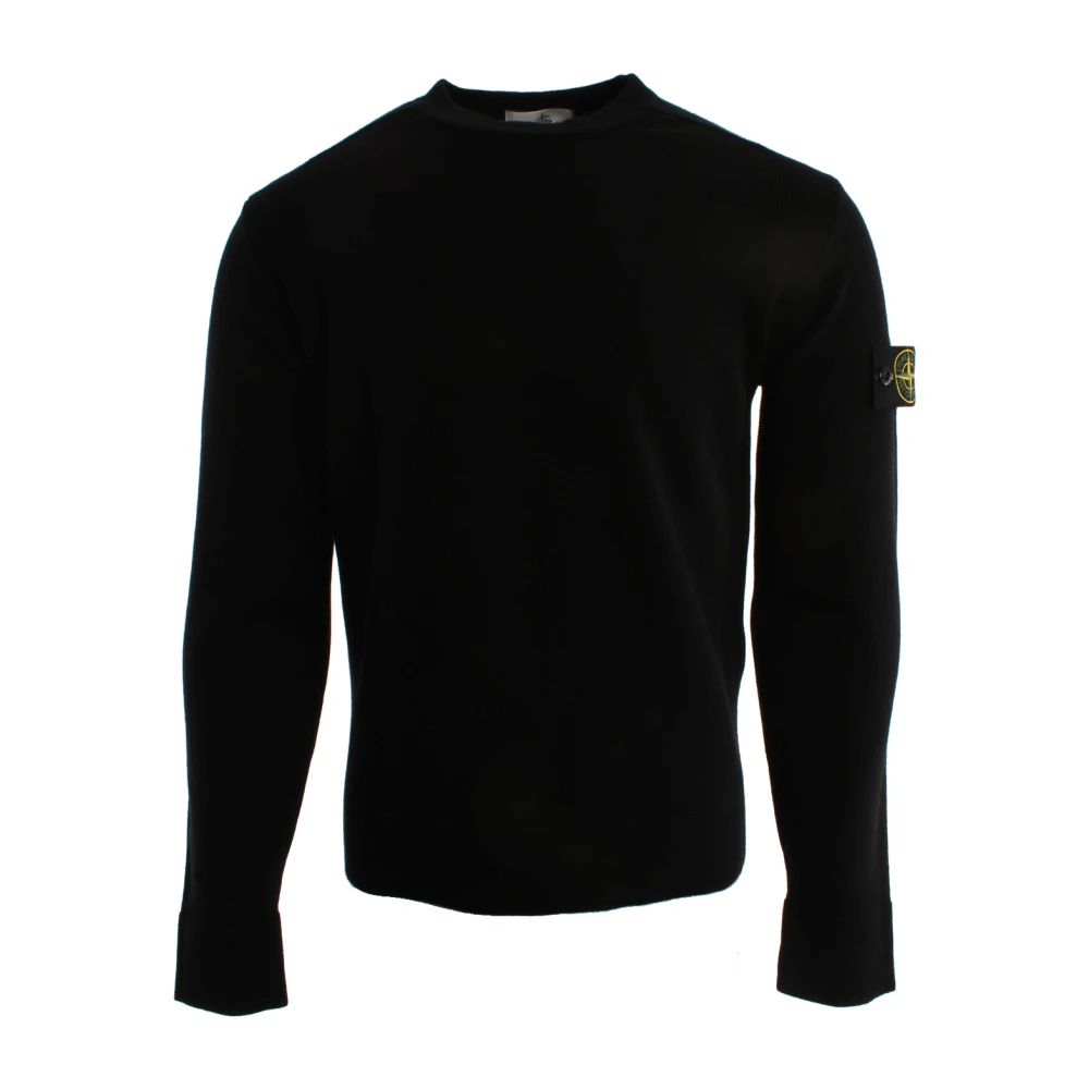 Stone Island Blue Round-Neck Knitwear, Male, S, Wool Mix Crew Neck Jumper
