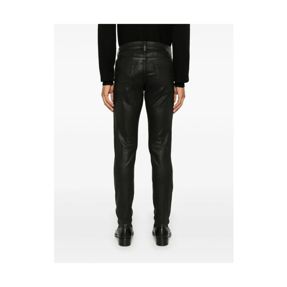 Salvatore Santoro Zwarte Denim Coated Tapered Leg Jeans Black Heren