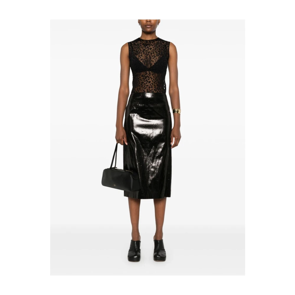 alexander mcqueen Luipaardprint Mouwloze Top Zwart Black Dames