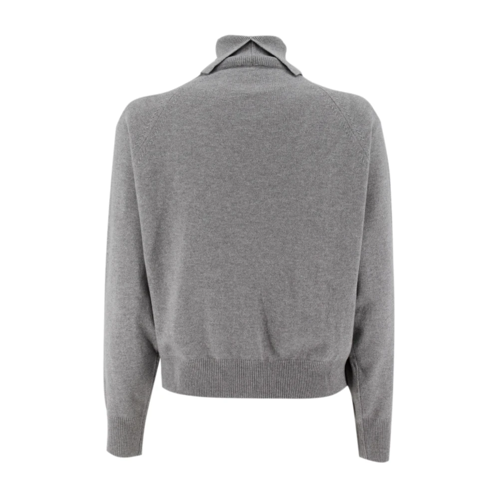 PESERICO Turtleneck Jumper met Geometrische Steekdetails Gray Dames