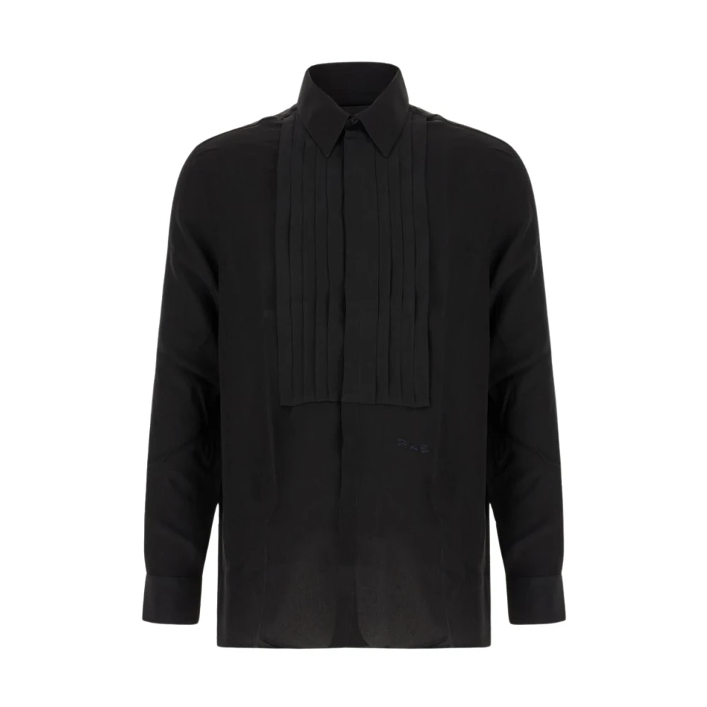 Givenchy Svart Silke Veckad Framsida Skjorta