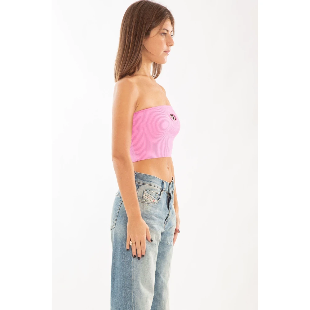 Diesel Metal Gebreide Top in M-Clarksvillex Stijl Pink Dames