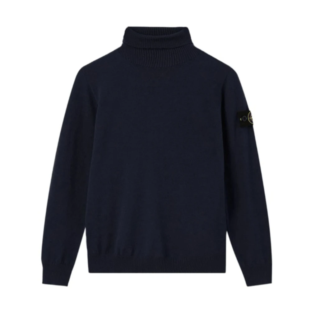 Stone Island Boys Blue Turtleneck Jumper - Kids Knitwear - 8 Y - Kids