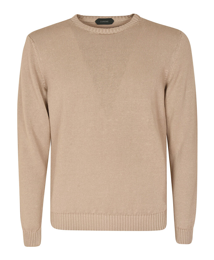 pull-beige-en-lin-coton-col-rond