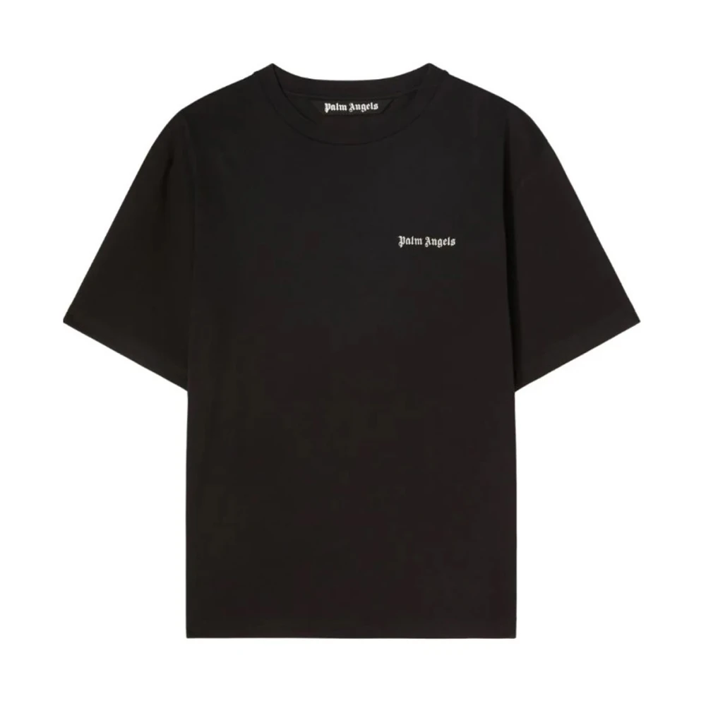 Palm Angels Zwart Logo T-shirt met Crew Neck Black Heren