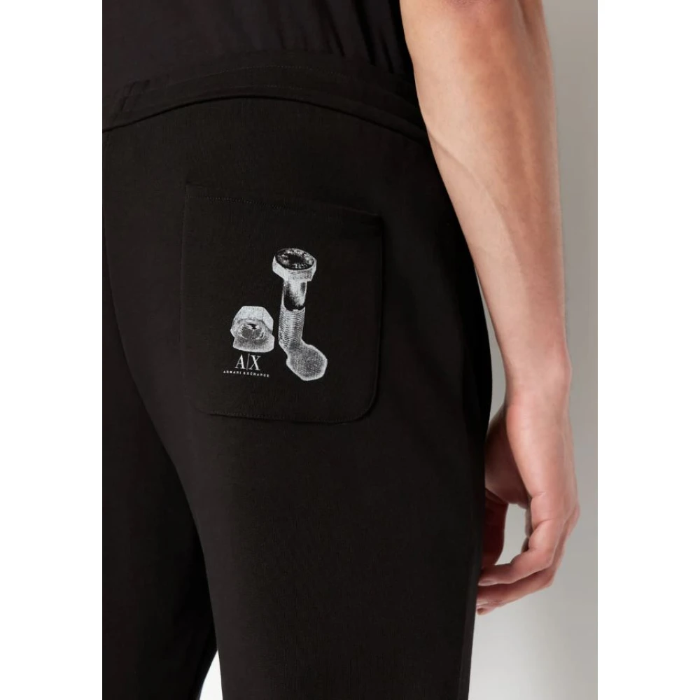 Armani Exchange Zwarte katoenen joggingbroek met logo print Black Heren
