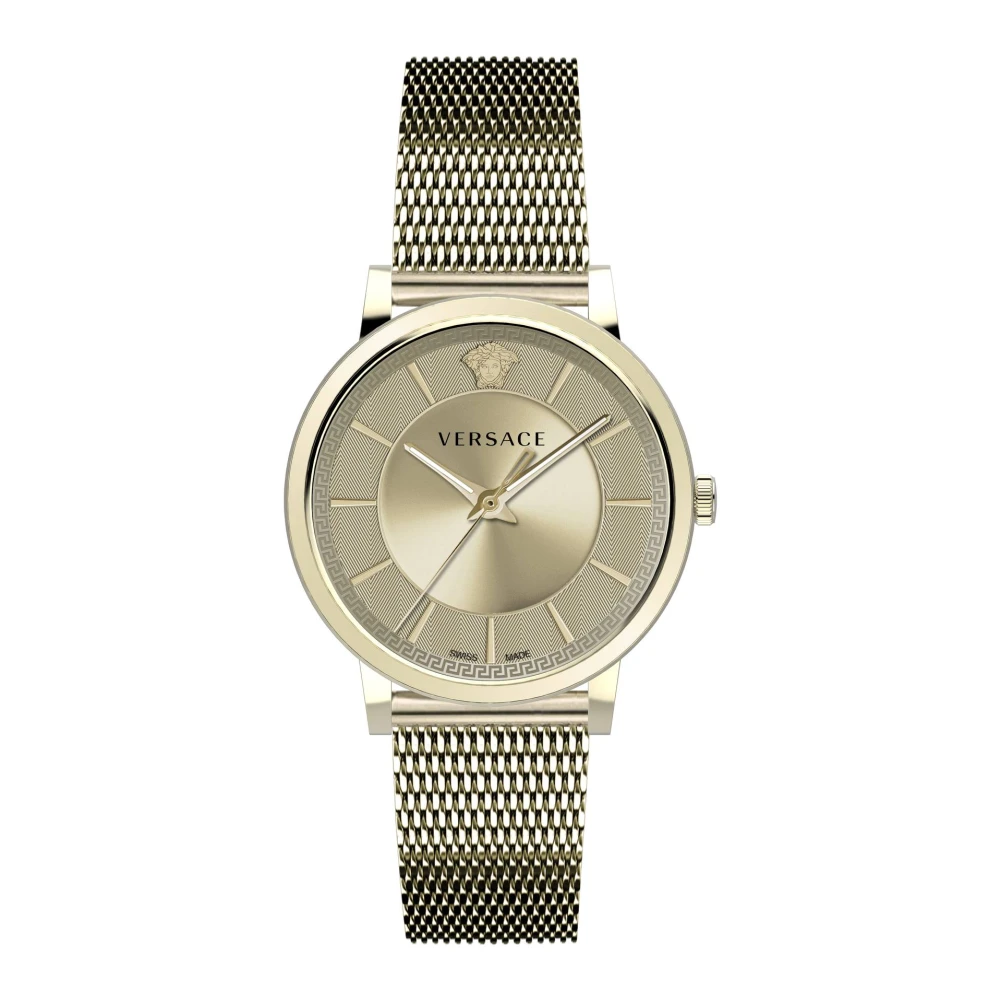 Versace Men's Yellow Watches, One Size, V Circle Analog Watch