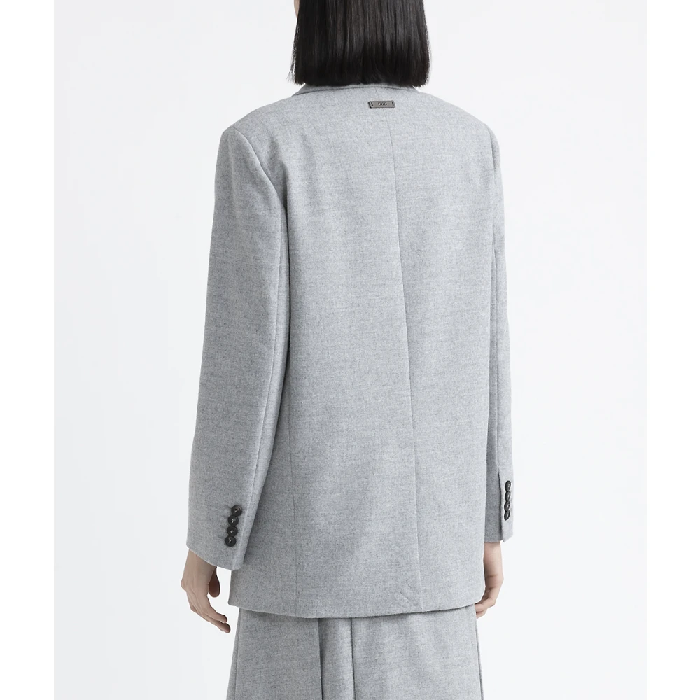 PESERICO Dubbelrijige blazer in lichtgewicht wolmix flanel Gray Dames