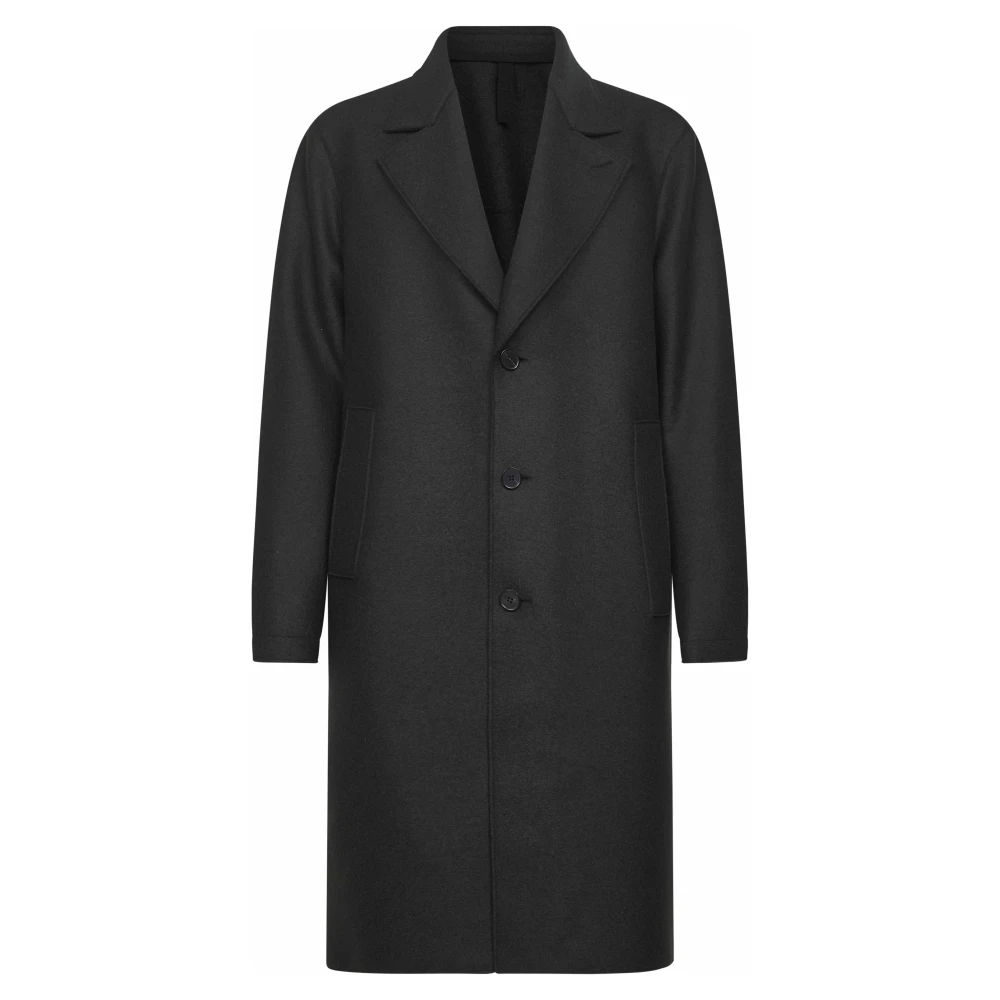 Harris Wharf London Men's Black Stylish Coats Collection - Single-Breasted Coats - S - Coats