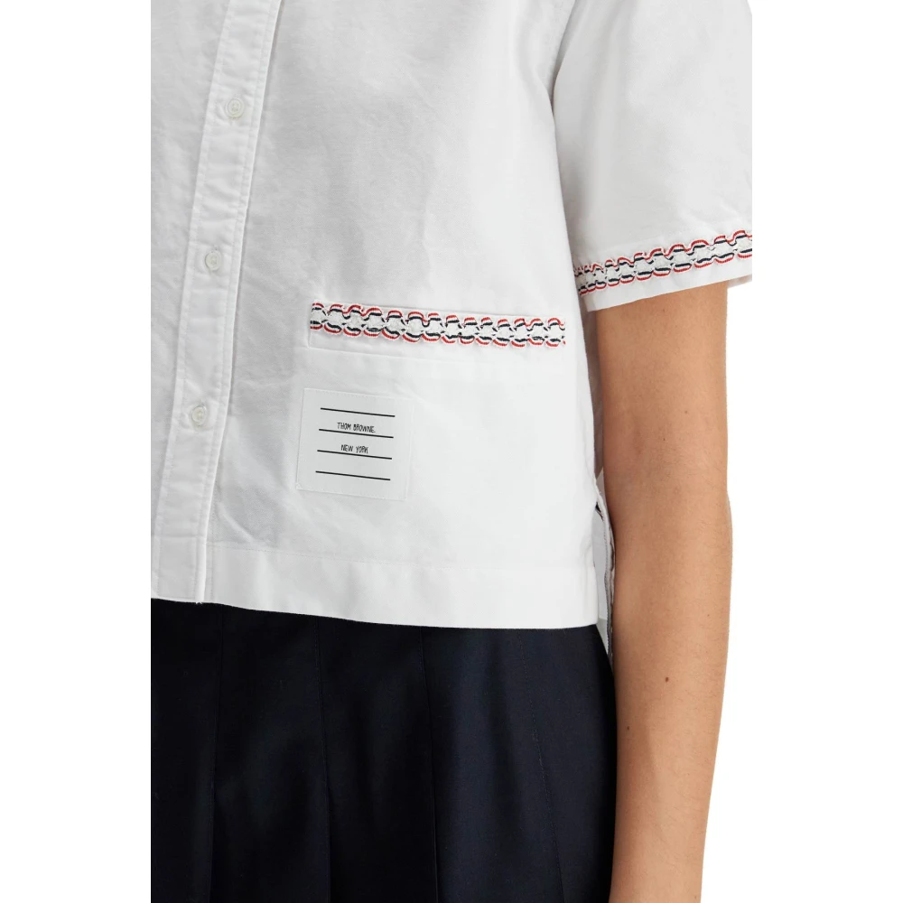 Thom Browne Gerimpeld Oxford Overhemd voor Vrouwen White Dames