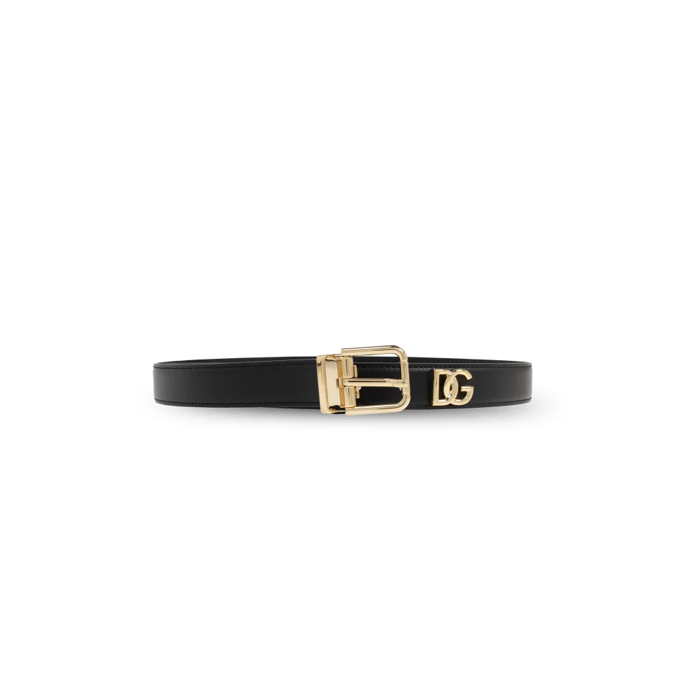 Dolce & Gabbana Logo Plaque Riem Goudkleurige Hardware Black Dames