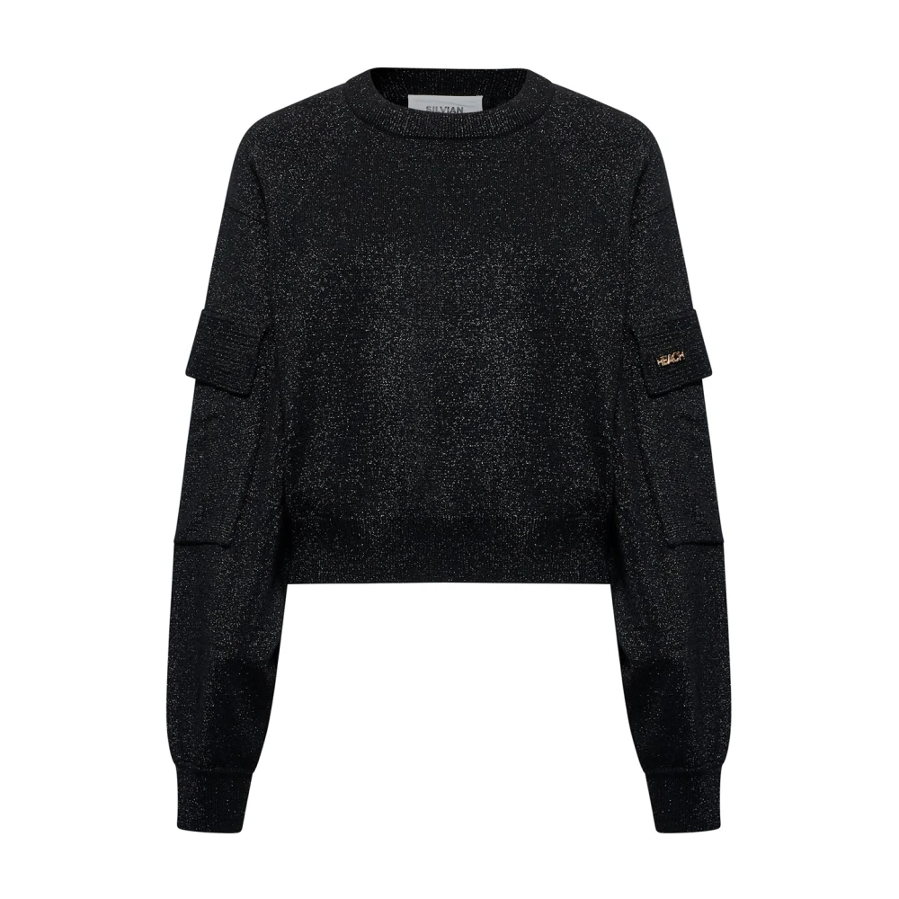 Silvian Heach Vrouw Zwart Truien & Vesten Dames, S, Wol, E Top Met Lage Schouder