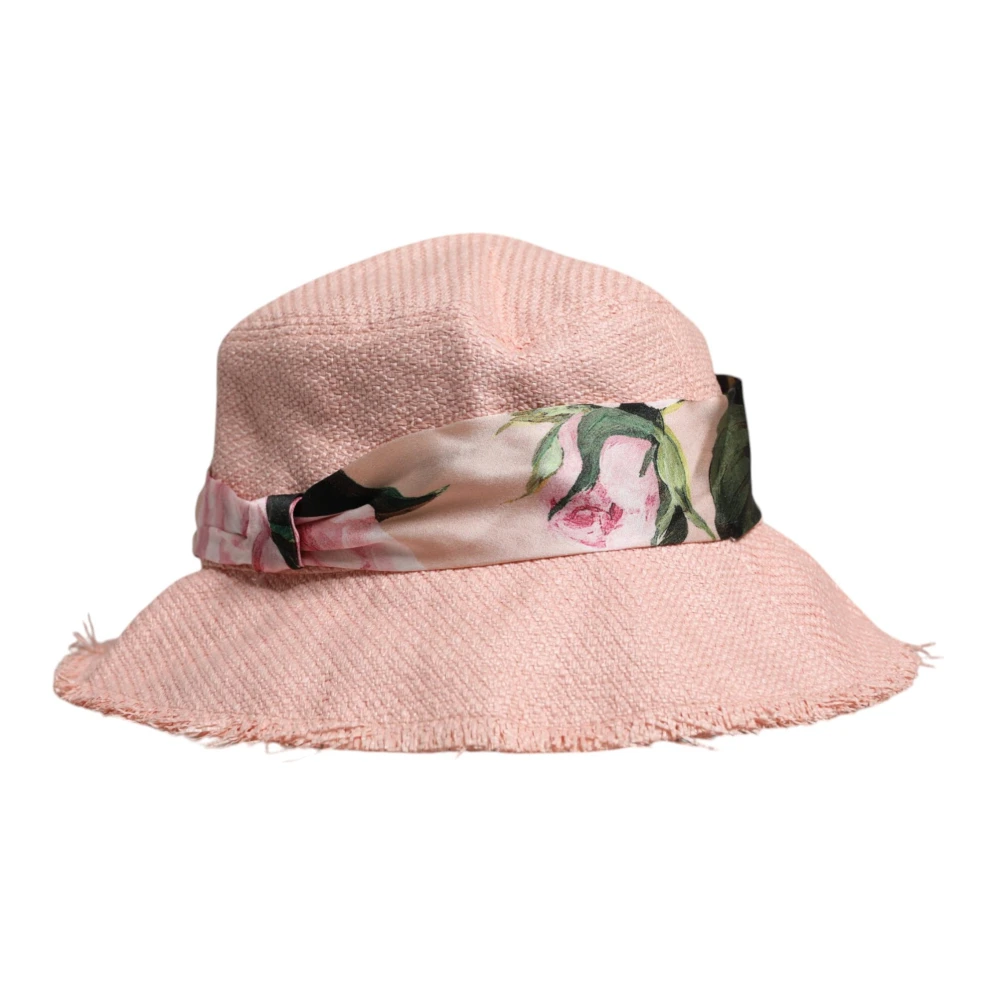 Dolce & Gabbana Women's Pink Wide Brim Bucket Hat With Logo