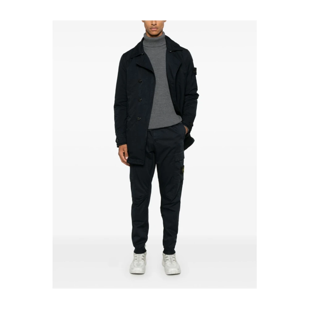 Stone Island Ribgebreide Rolhals Sweater Gray Heren