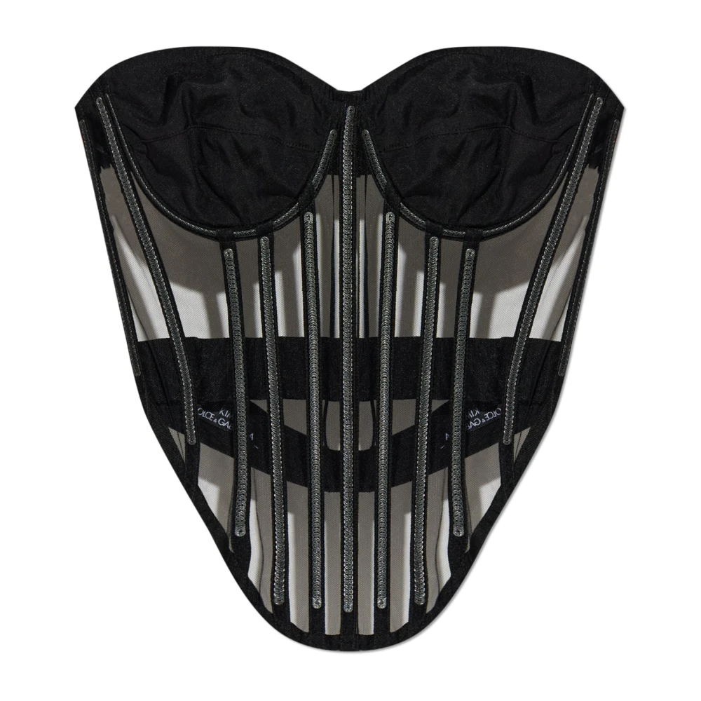 Dolce & Gabbana Donna Nero - Kim Embellished Corset Top - Tops - M