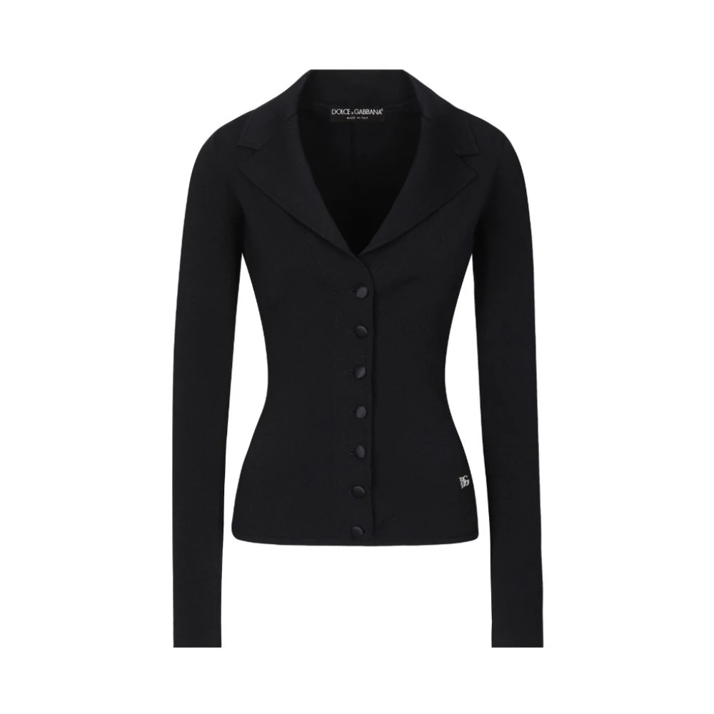 Dolce & Gabbana Svart Cardigan med 7 Knappar Black, Dam