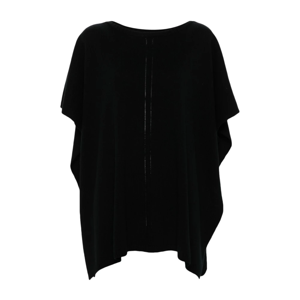 Fabiana Filippi Zwarte Gebreide Poncho Jas Black Dames