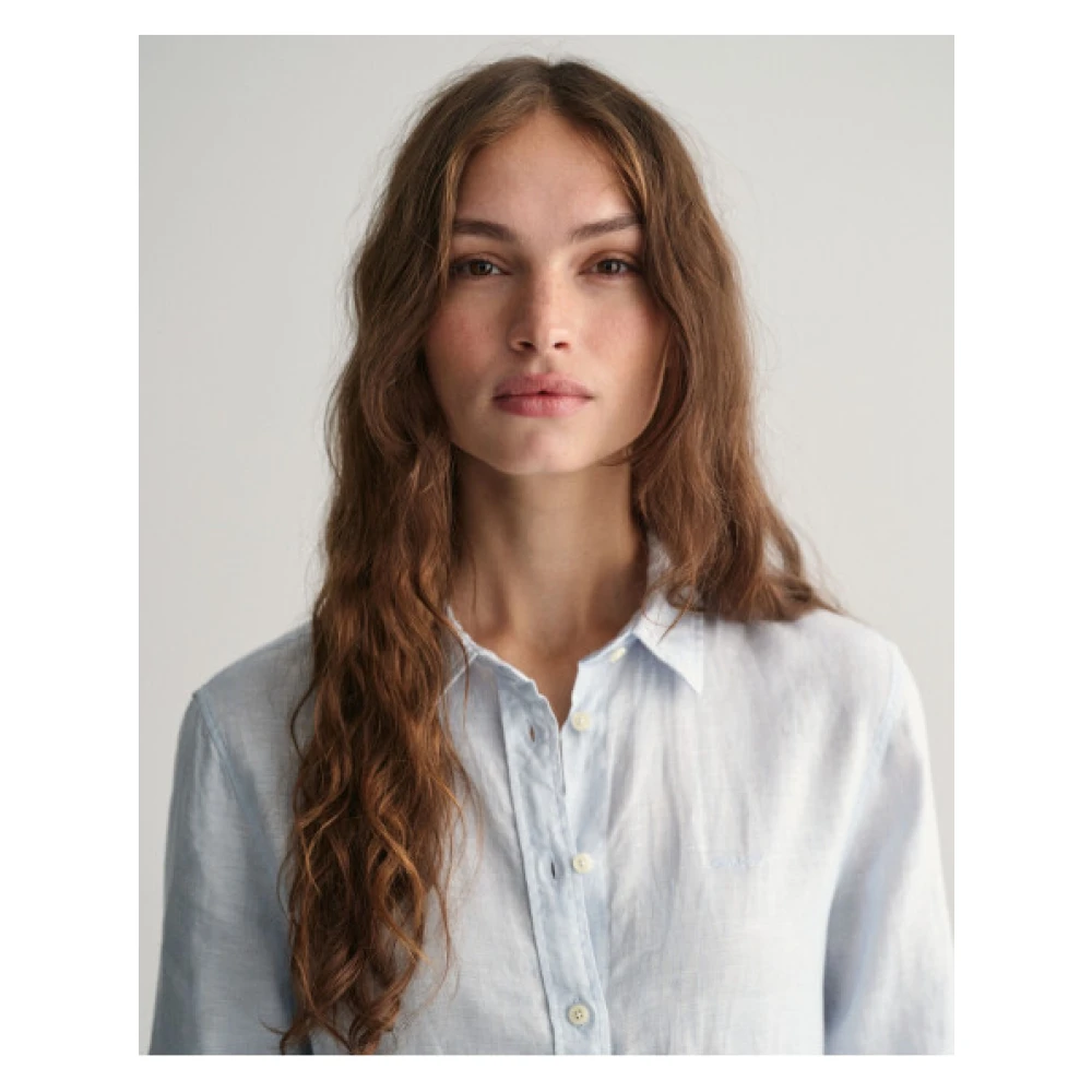 Gant Linnen Chambray Overhemd Blue Dames
