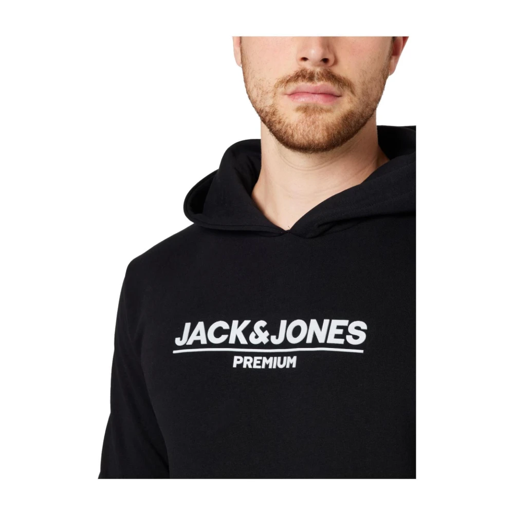 jack & jones Zachte Katoenen Hoodie met Logoprint Black Heren