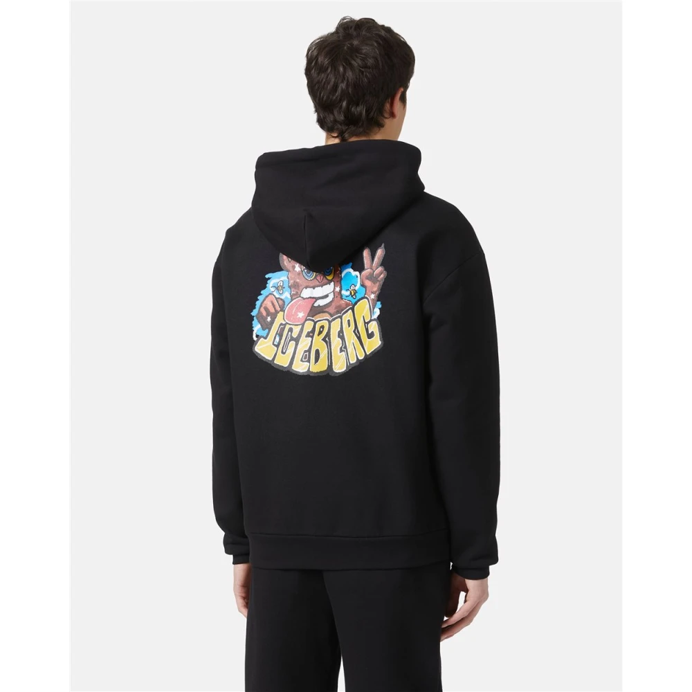 Iceberg Sweatshirt met rits en Vxmee Bear print Black Heren
