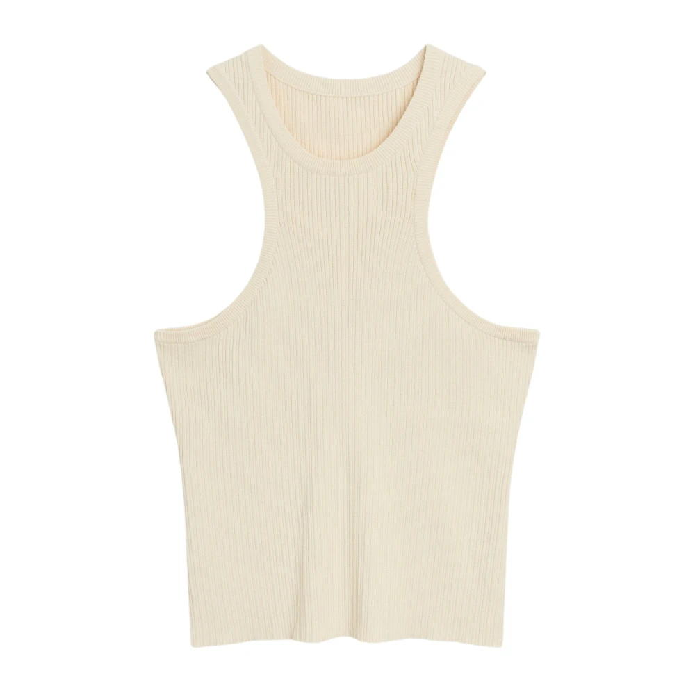 Soulland Geribbelde Mouwloze Top Off White Dames