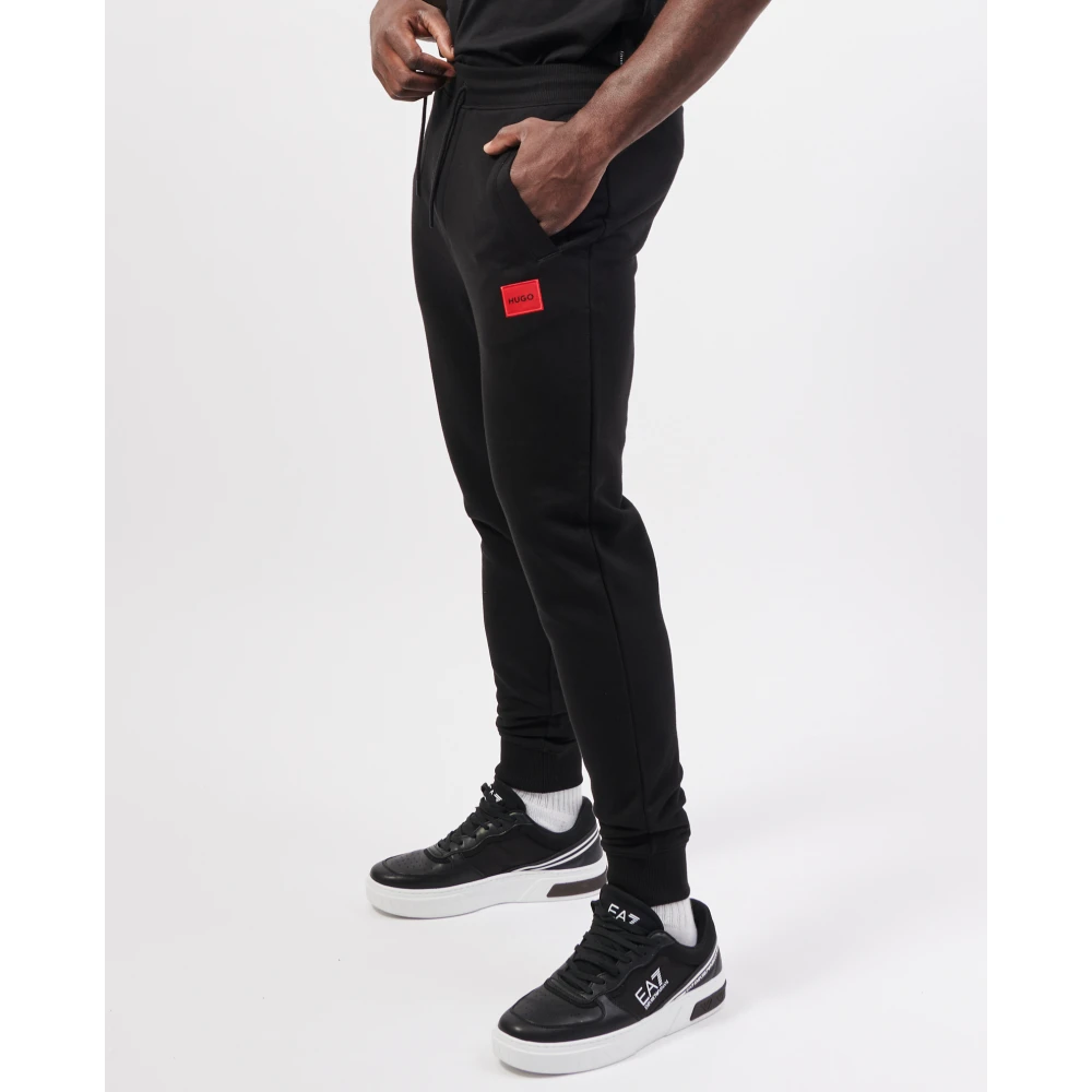 Hugo Boss Zwarte broek met rode logopatch Black Heren
