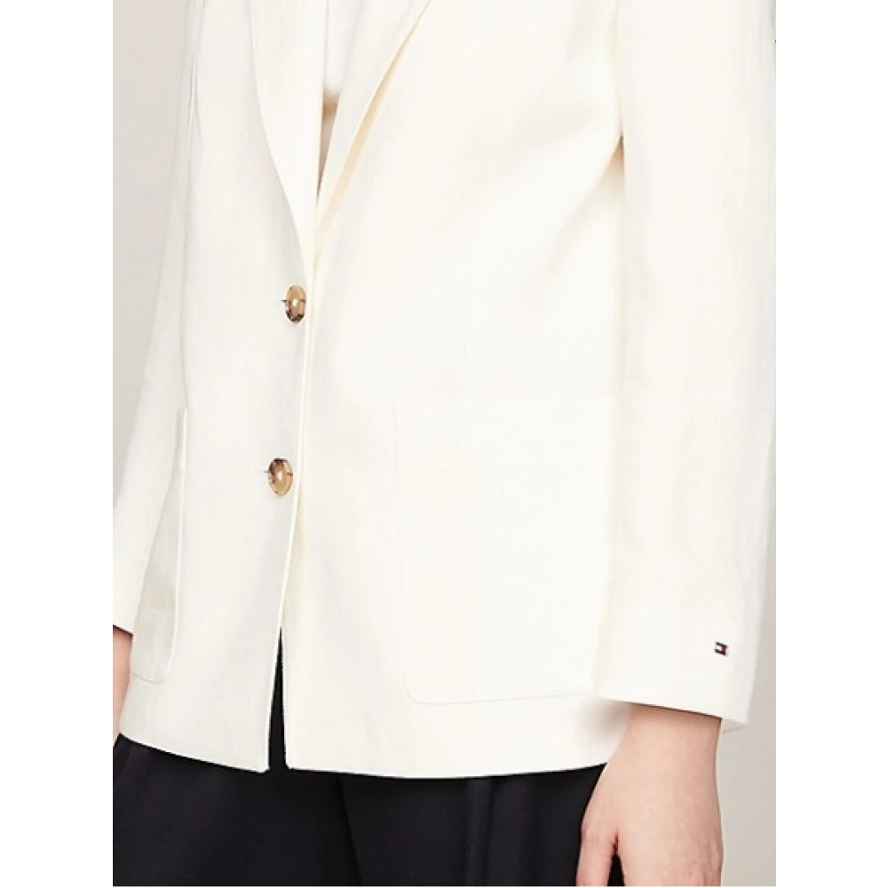 Tommy Hilfiger Linnen Blazer TH Stijl Beige Dames