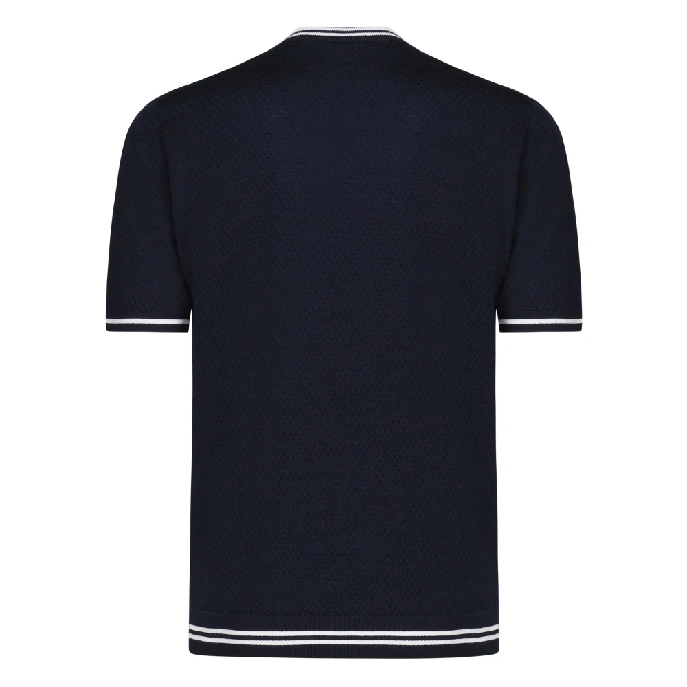 Eleventy Blauwe korte mouw cirkel hals trui Blue Heren