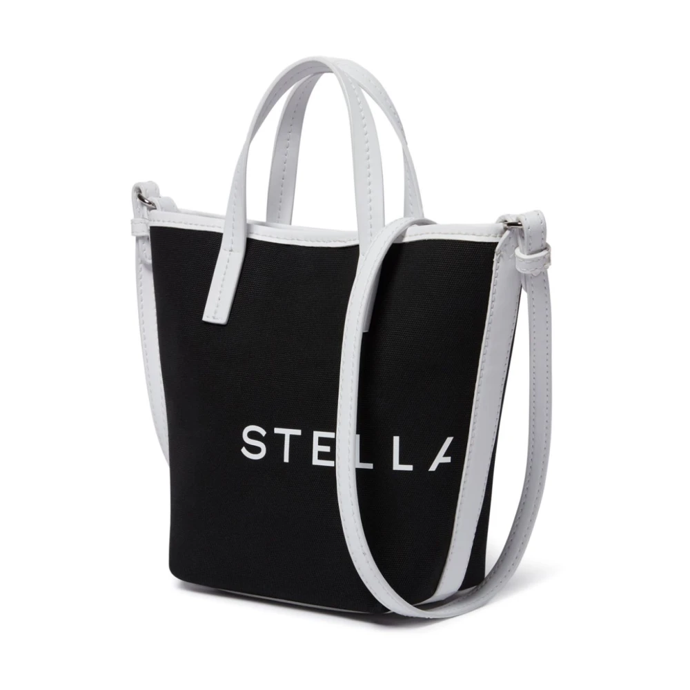 Stella Mccartney Canvas Logo Print Zwarte Tas Black Dames