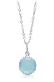 Katthalsband aqua chalcedon silver