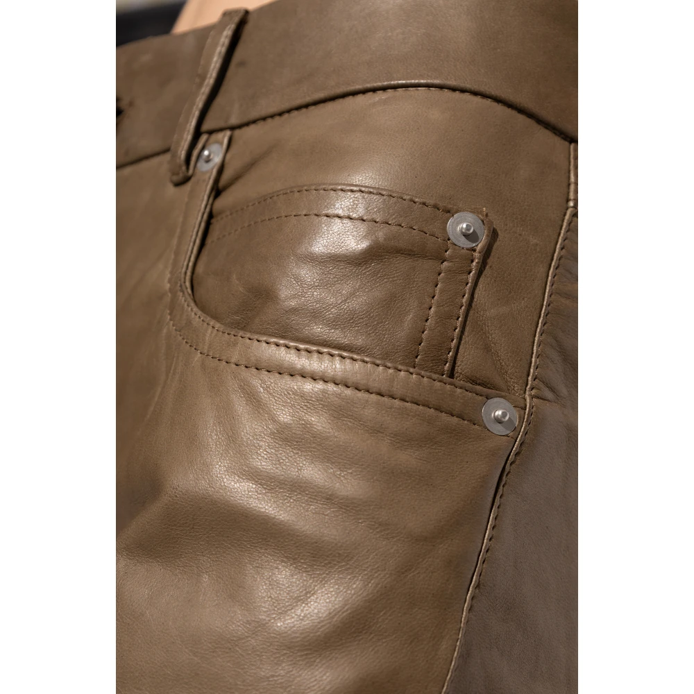 Rick Owens Detroit leren broek Brown Dames