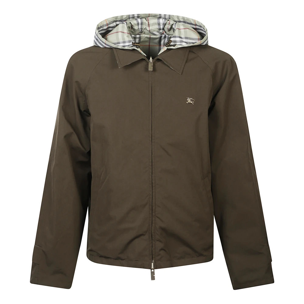 Burberry Men's Green Light Jackets, L, Reversible Check Jacket