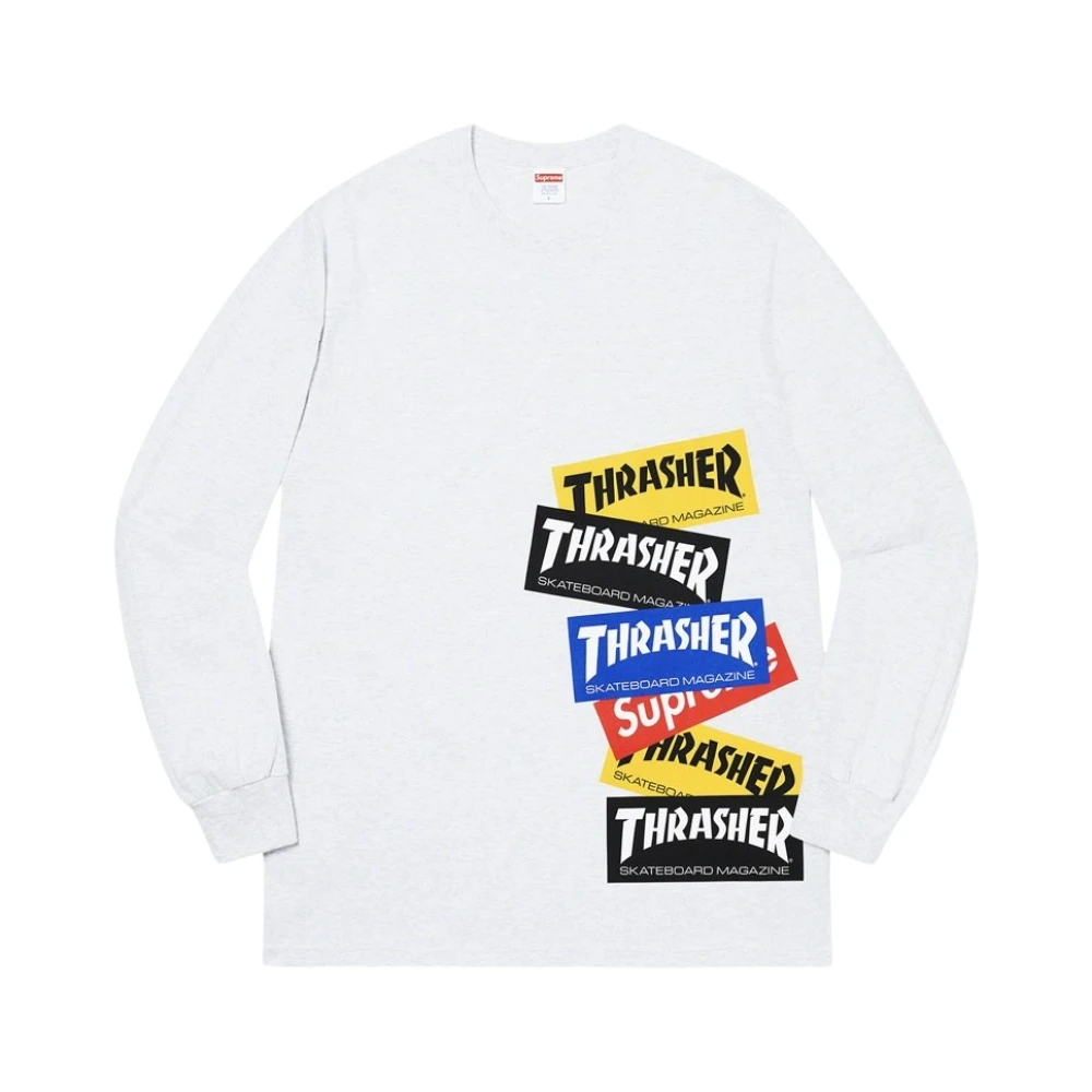 Supreme Limited Edition Multi Logo Longsleeve Tee Gray Heren