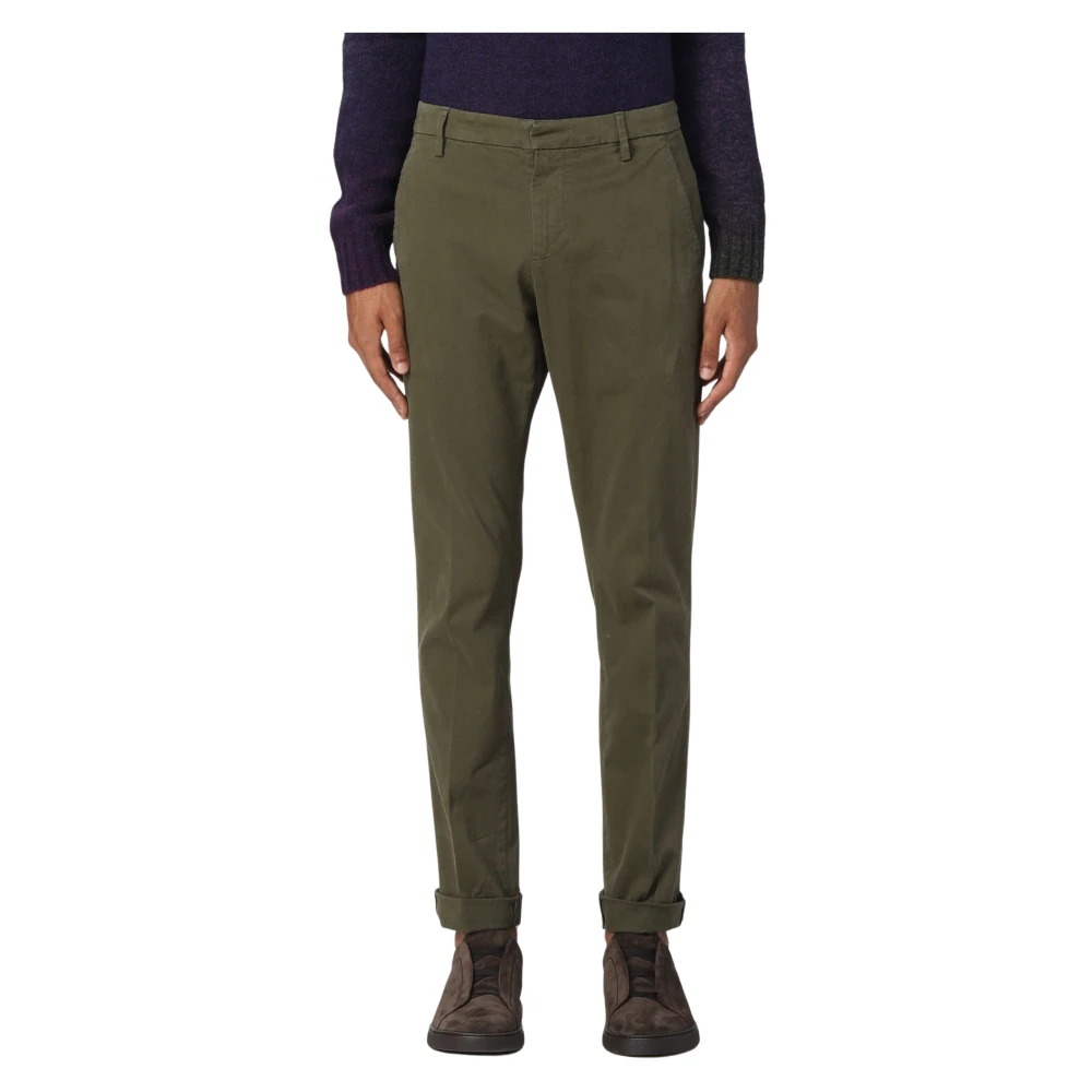Dondup Herr Grön Byxor W30, Slim-Fit Cropped Byxor