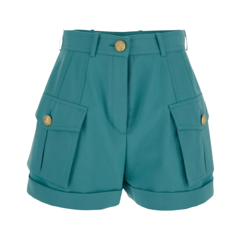 Balmain Groenwater Wol Cargo Shorts Green Dames
