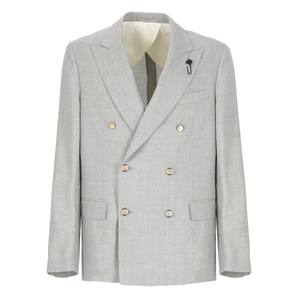 Lardini Grijze Wol Zijde Linnen Jas Gray Heren