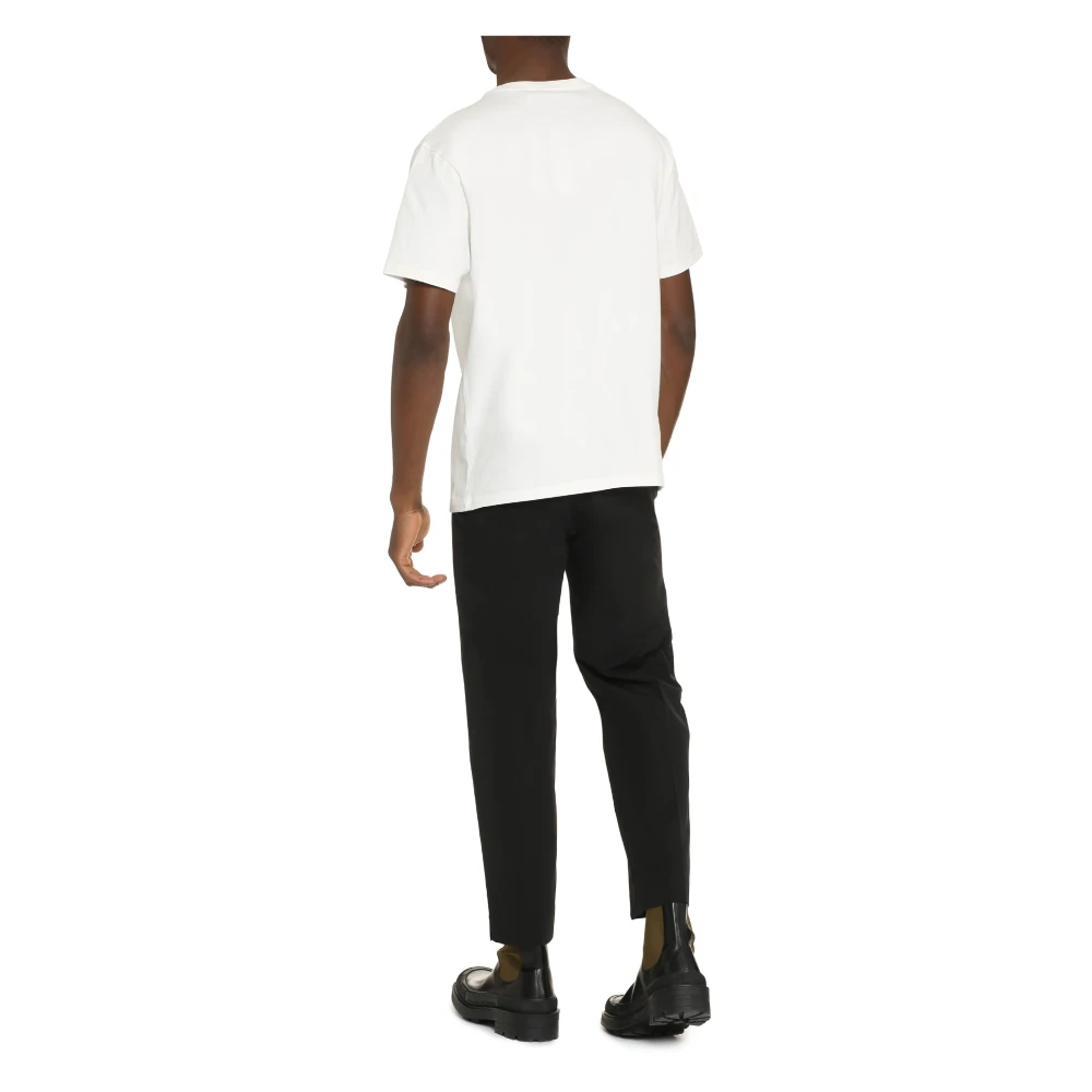 Maison Kitsuné Katoenen T-shirt met Patch Detail Beige Heren