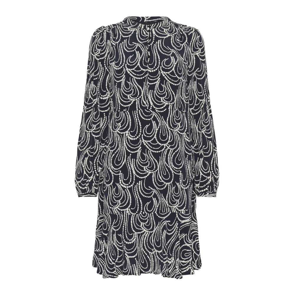 Part Two Navy Dot Chain Jurk met lange mouwen Blue Dames