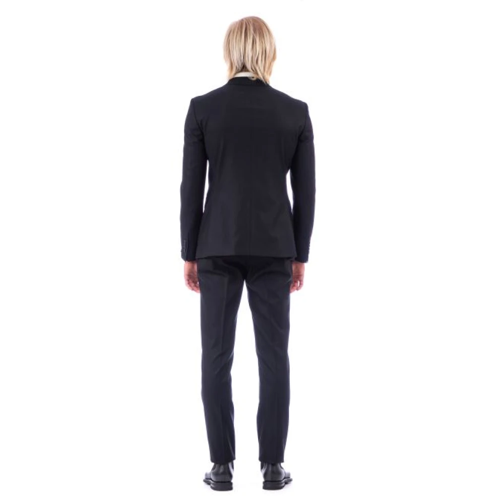 Tagliatore Zwarte wollen flanellen jurk met zakken Black Heren