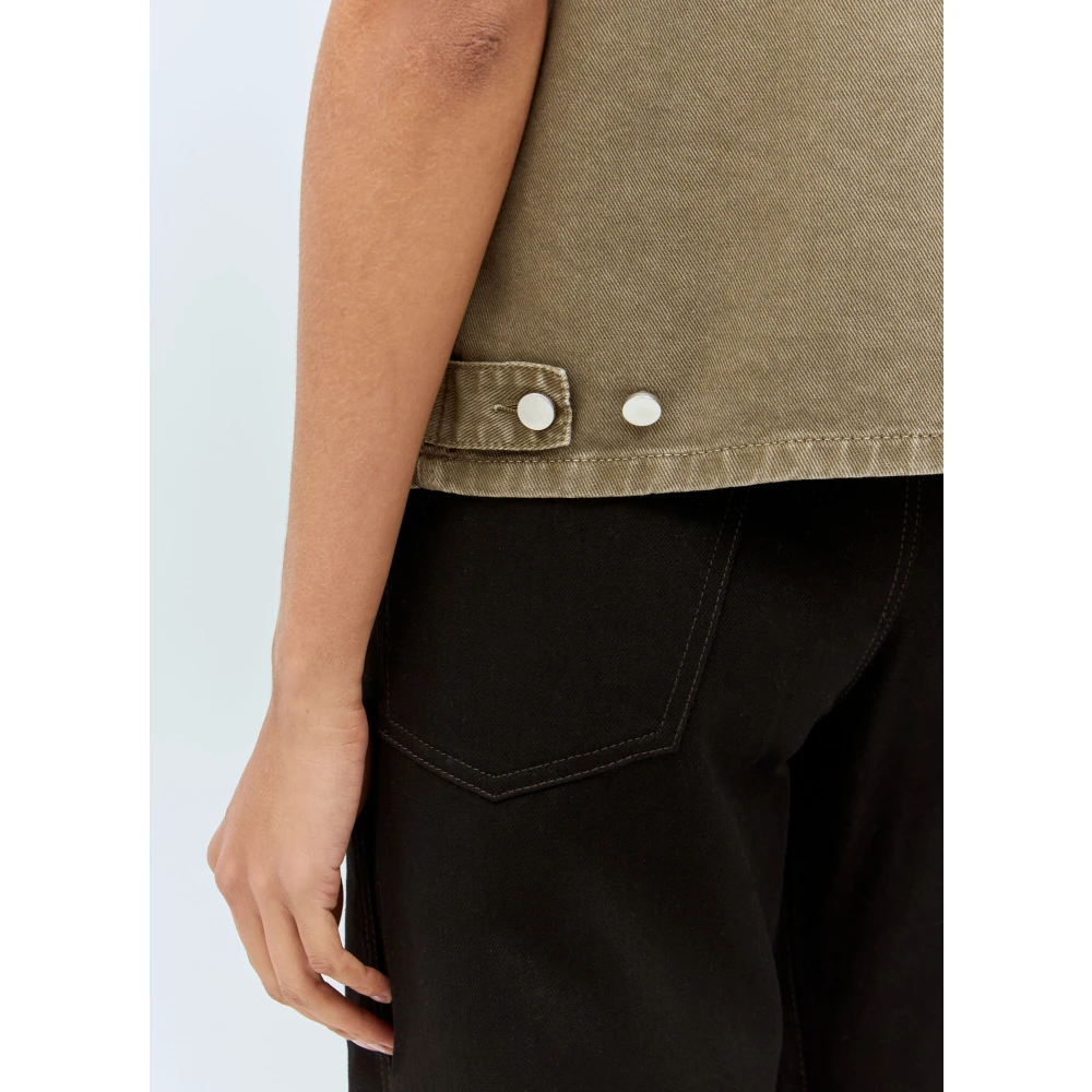 Lemaire V-hals Denim Vest met Zakken Green Dames